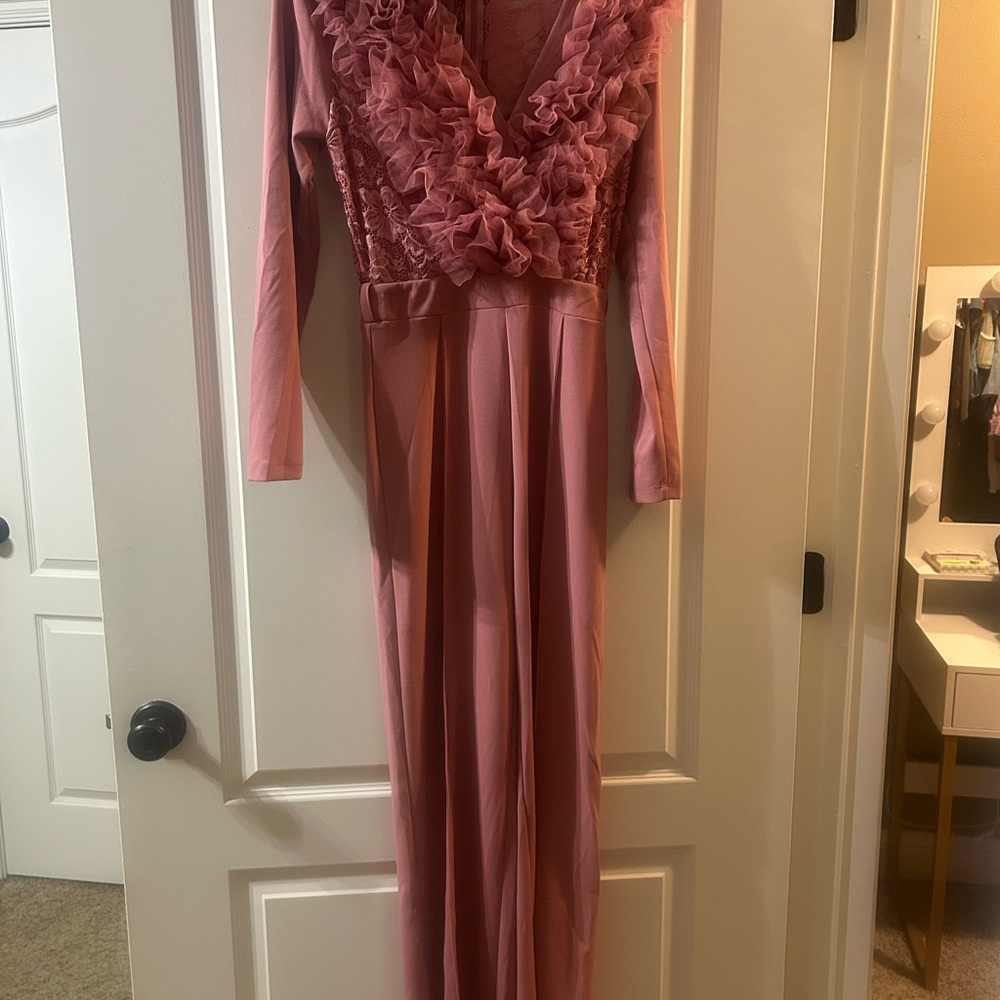 Elegant Pink Long Sleeve Dress